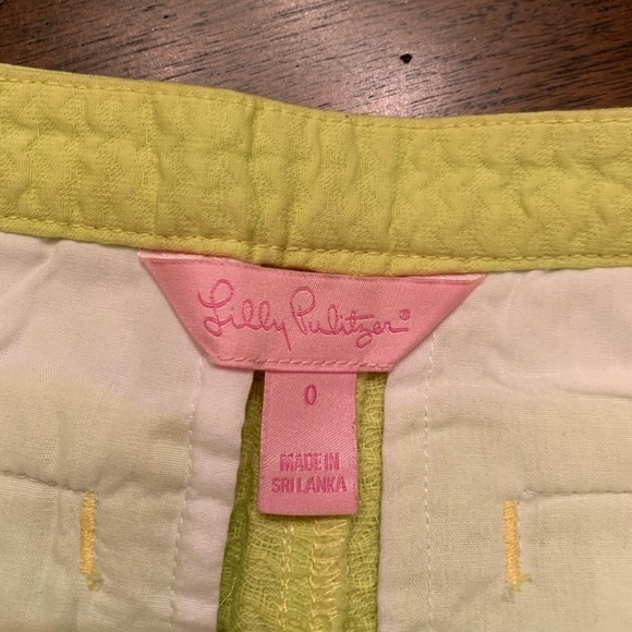 Lily Pulitzer Shorts Yellow/Green Women’s 0 100% Cotton - Picture 2 of 4